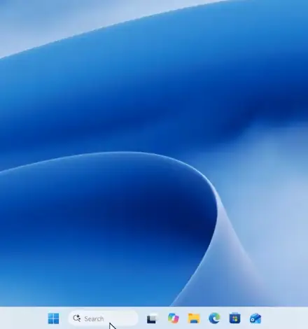 Windows 11's new Search box with a Send message to Corey (Mobile) action open, typing 'text Corey I'm excited to see you all soon!' and hitting Send
